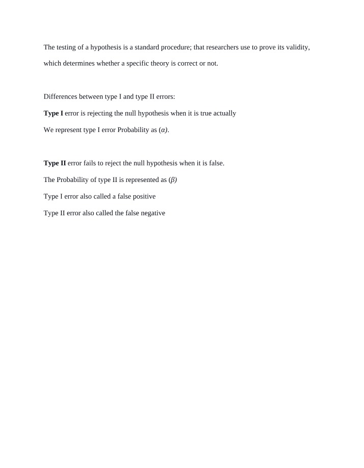 Hypothesis Testing - Type I and Type II Errors