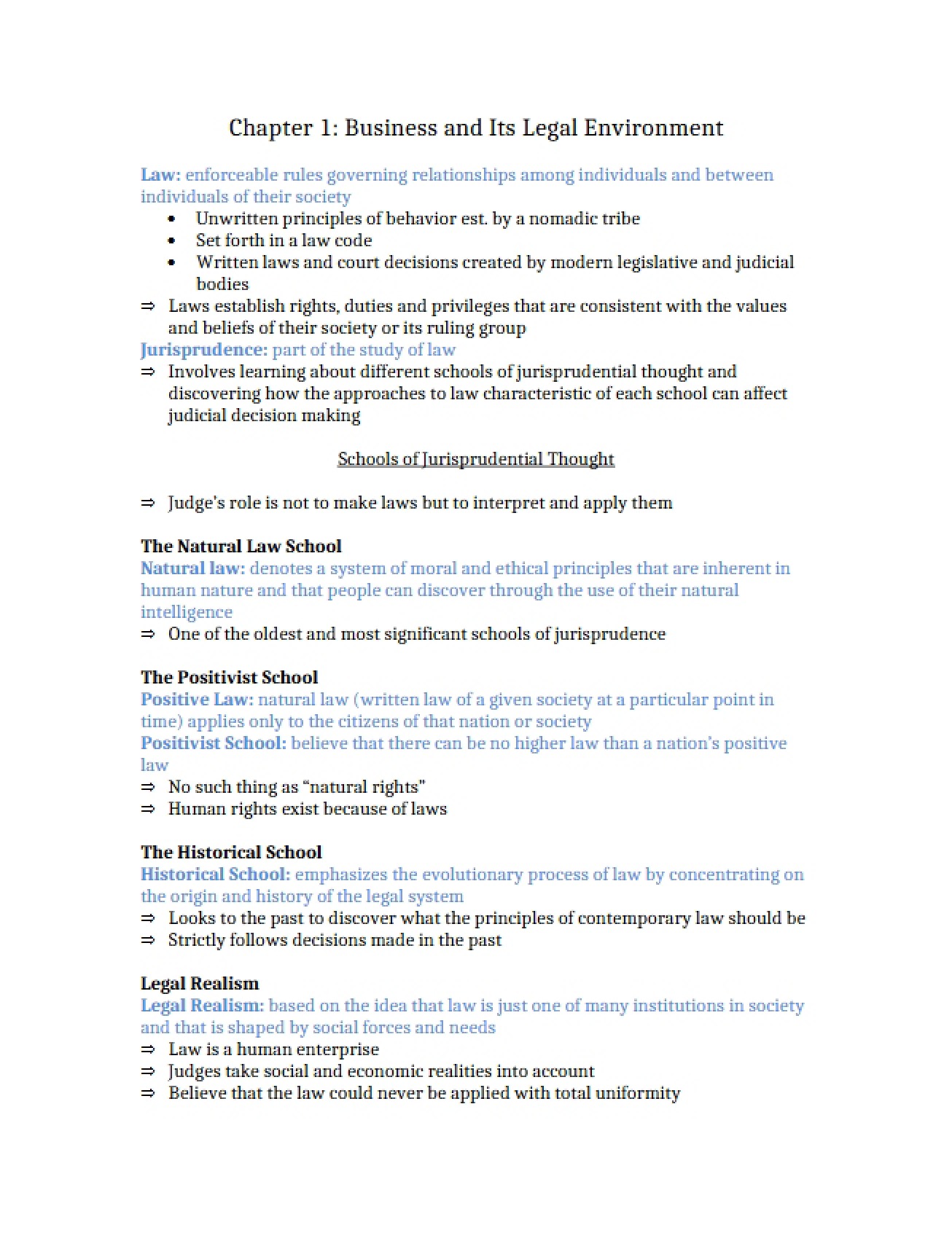 Legal Environment and Business (Ch 1)