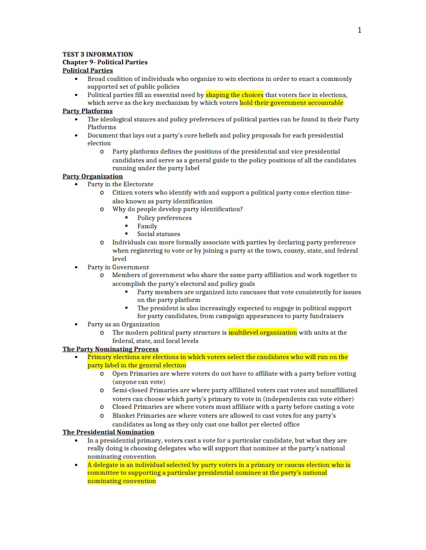 Political Parties Chapter Nine