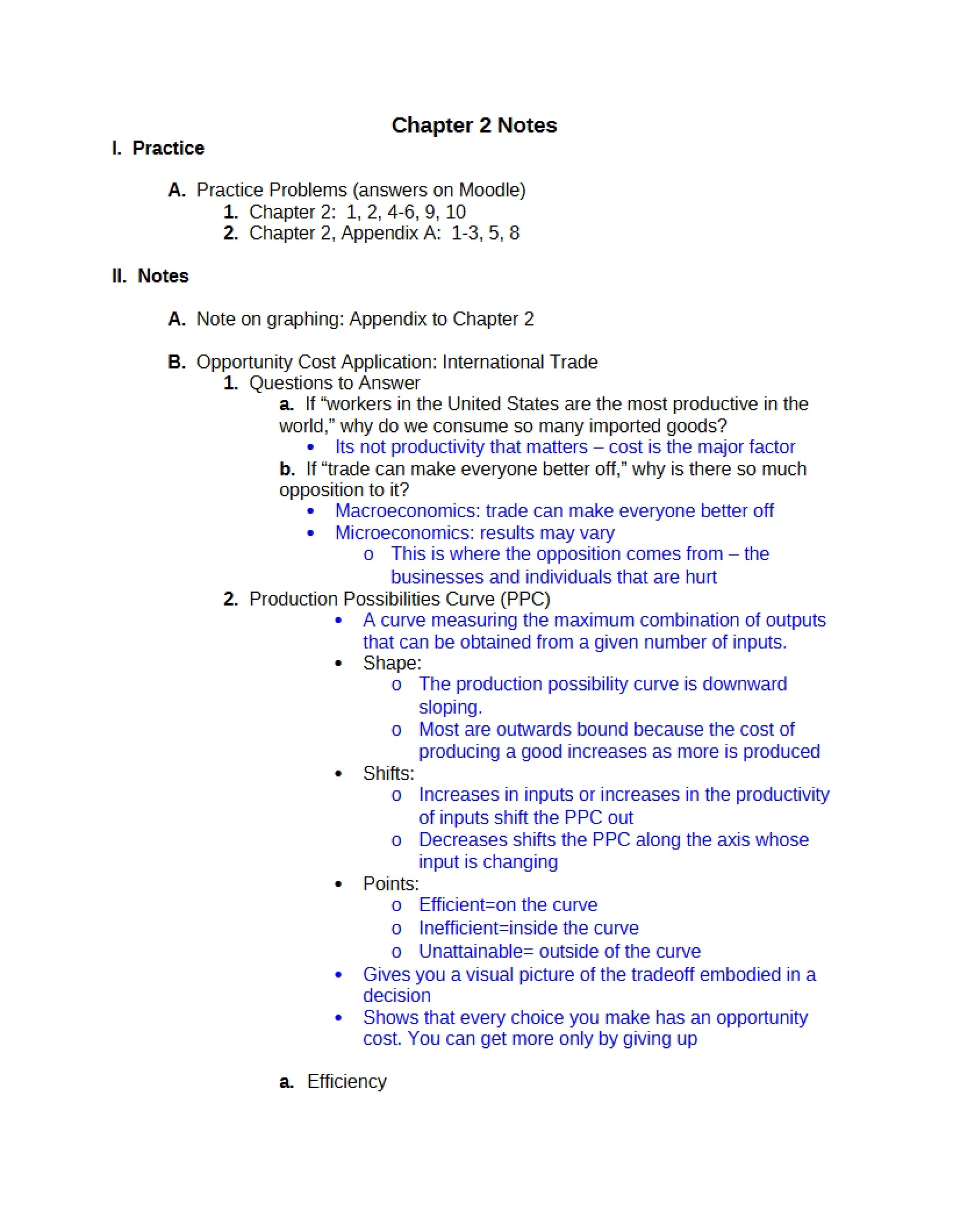 Economic Principles Ch 2 Notes