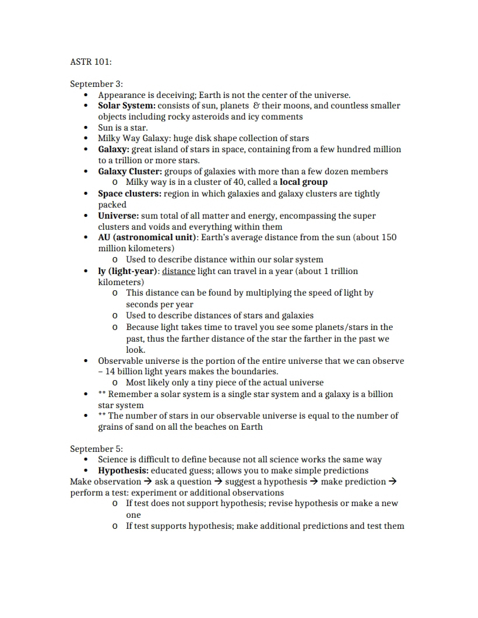 General Astronomy Notes