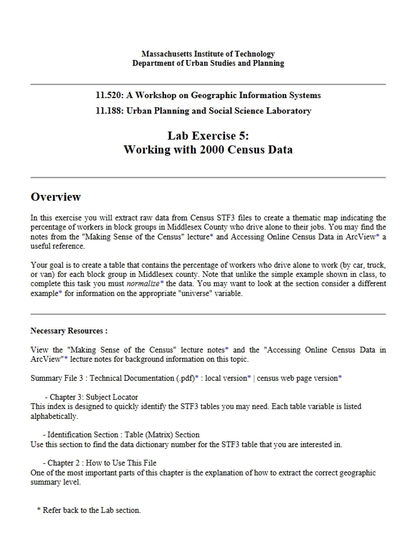 Census Data 2000 Exercise (Lab 5)
