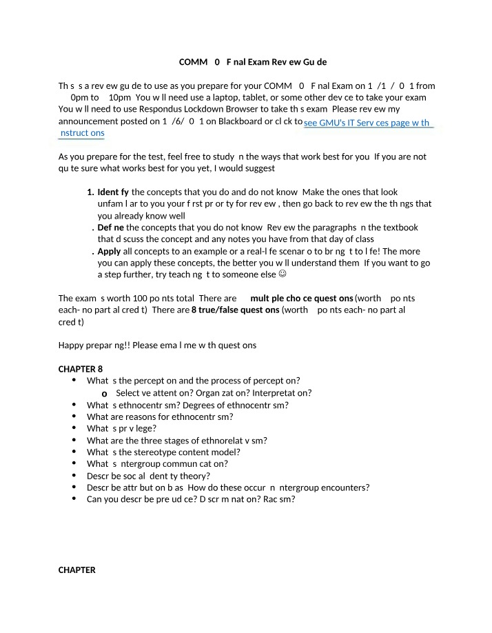 Review Guide for COMM 305 Final Exam