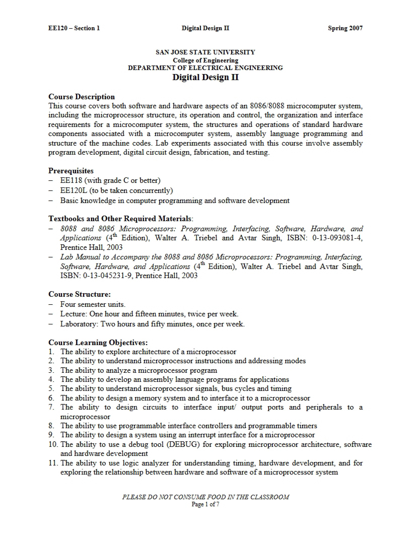 Syllabus Microprocessor Based Systems