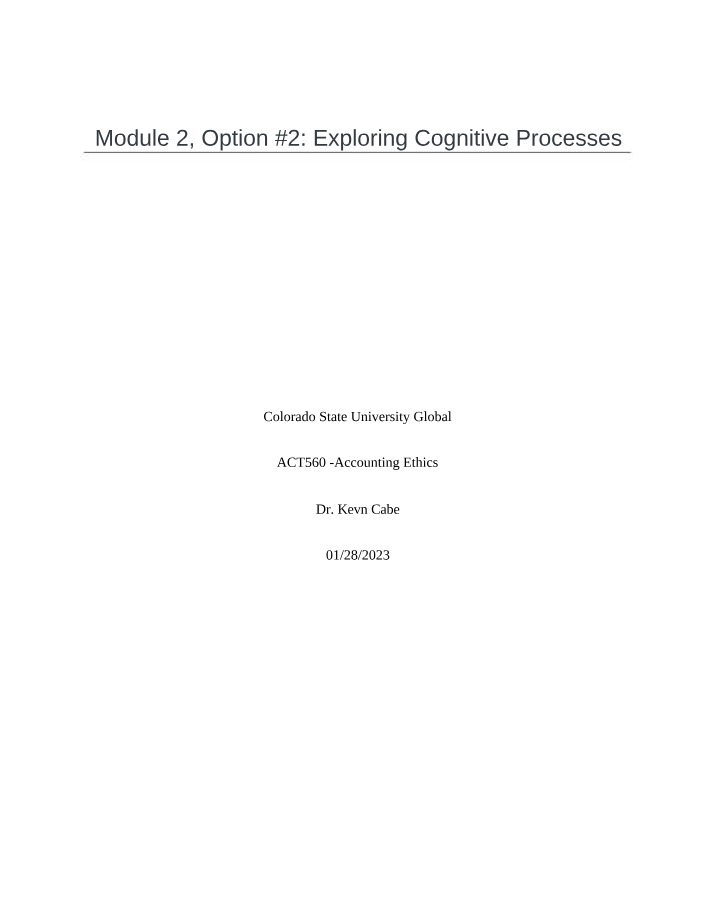Cognitive Processes - Module 2 Option 2