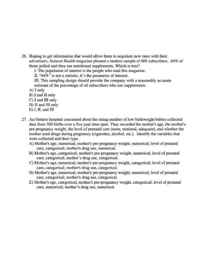 Sampling and Statistical Parameters