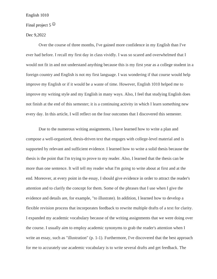 Improving Writing Skills - Reflections and Outcomes