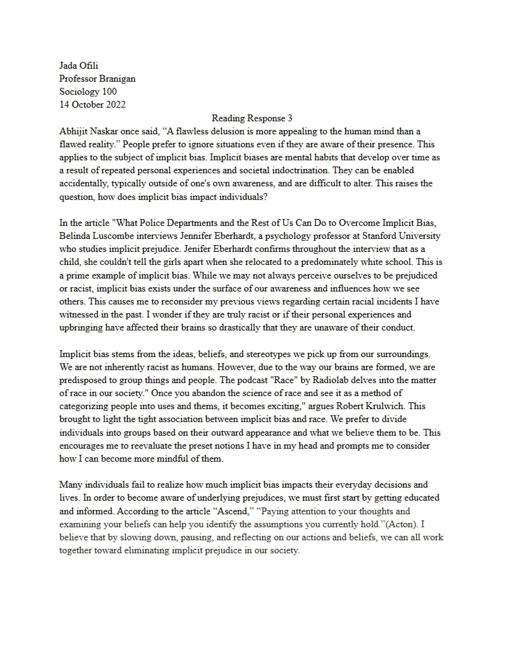 Third Reading Response