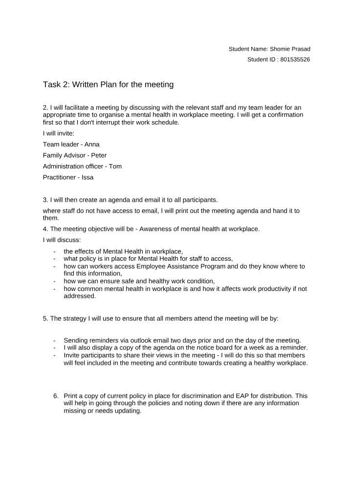 Written Plan - Task 2