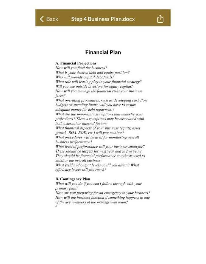 Business Plan - Step 4