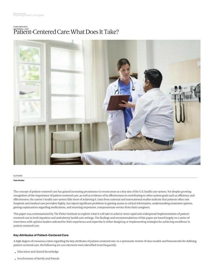 What Does It Take for Patient-Centered Care