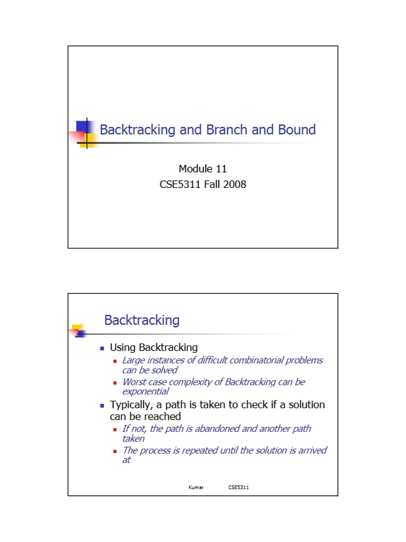 Branch and Bound with Backtracking