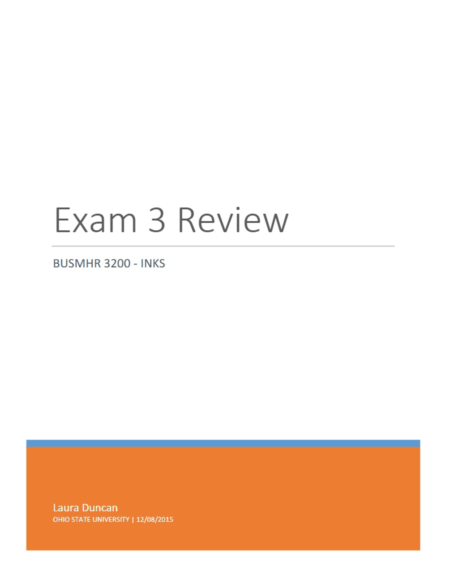 Review for Third Exam