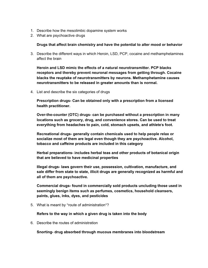 Effects of Drugs on the Mesolimbic Dopamine System