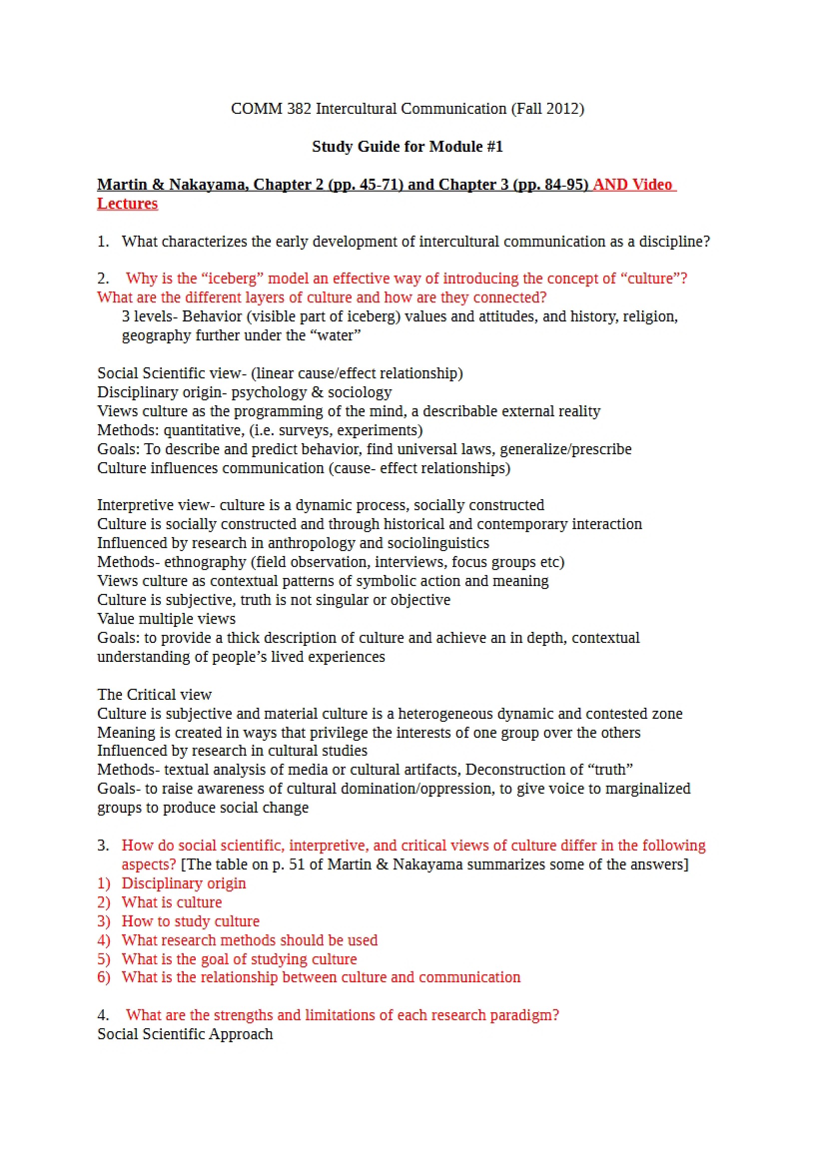 Guide for Module One