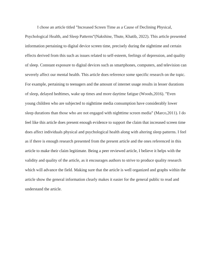 Increased Screen Time - Physical and Psychological Impacts
