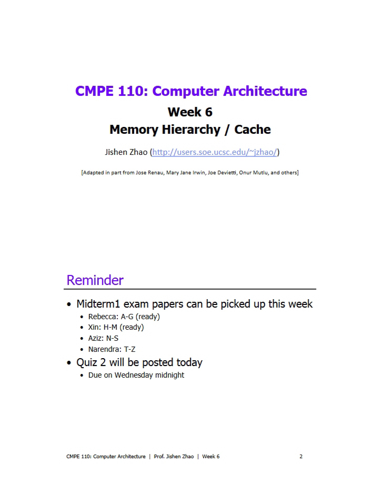 Cache Memory Hierarchy
