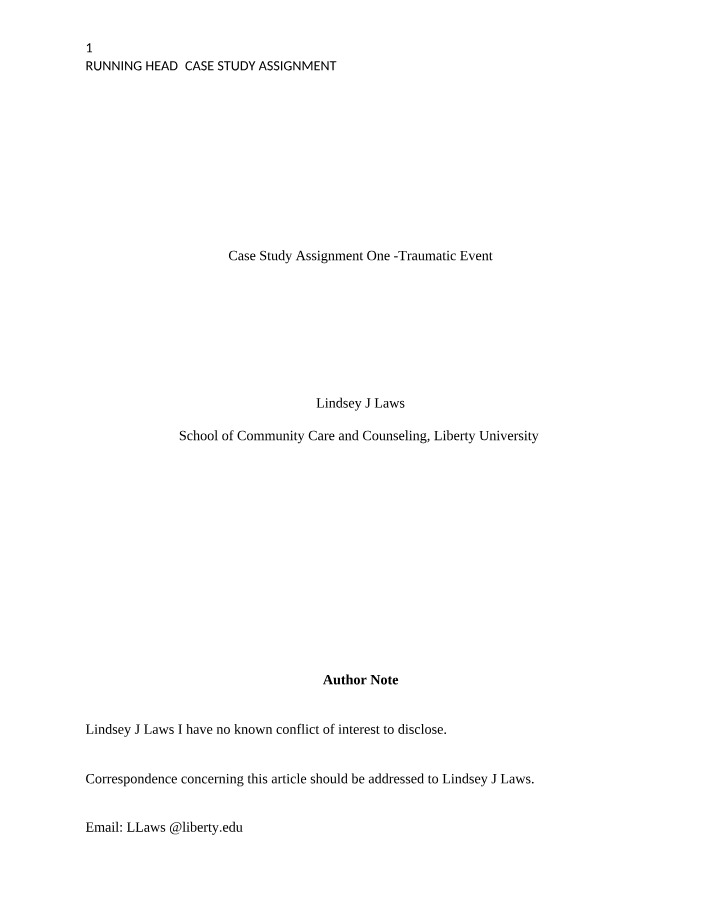 Traumatic Event Case Study - Resilience and Overcoming Trauma