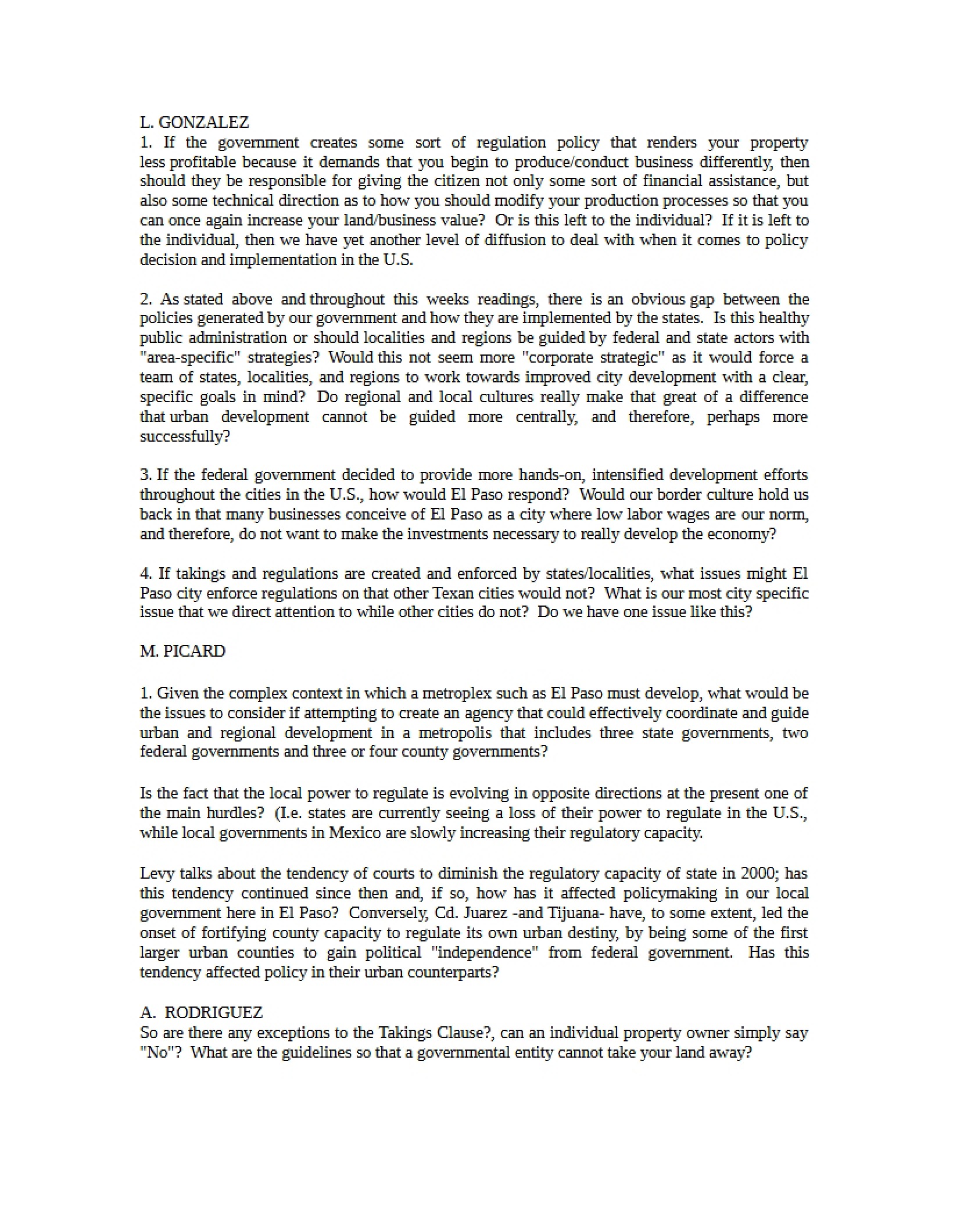 Questions for Topic Four