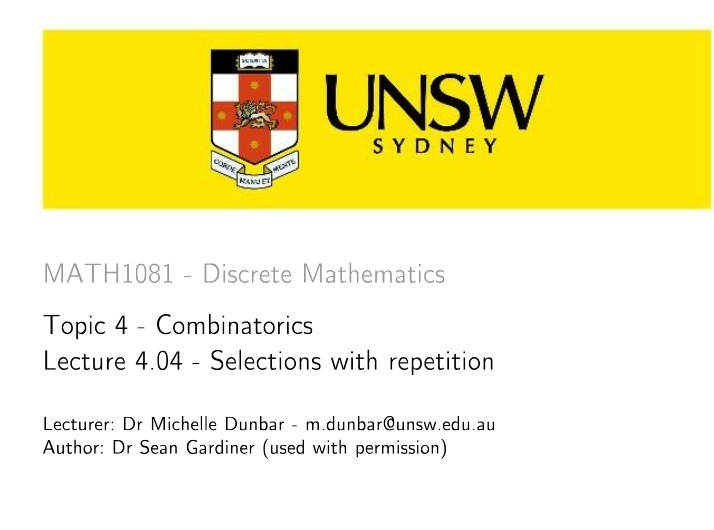Selections with Repetition - Lecture 4.04