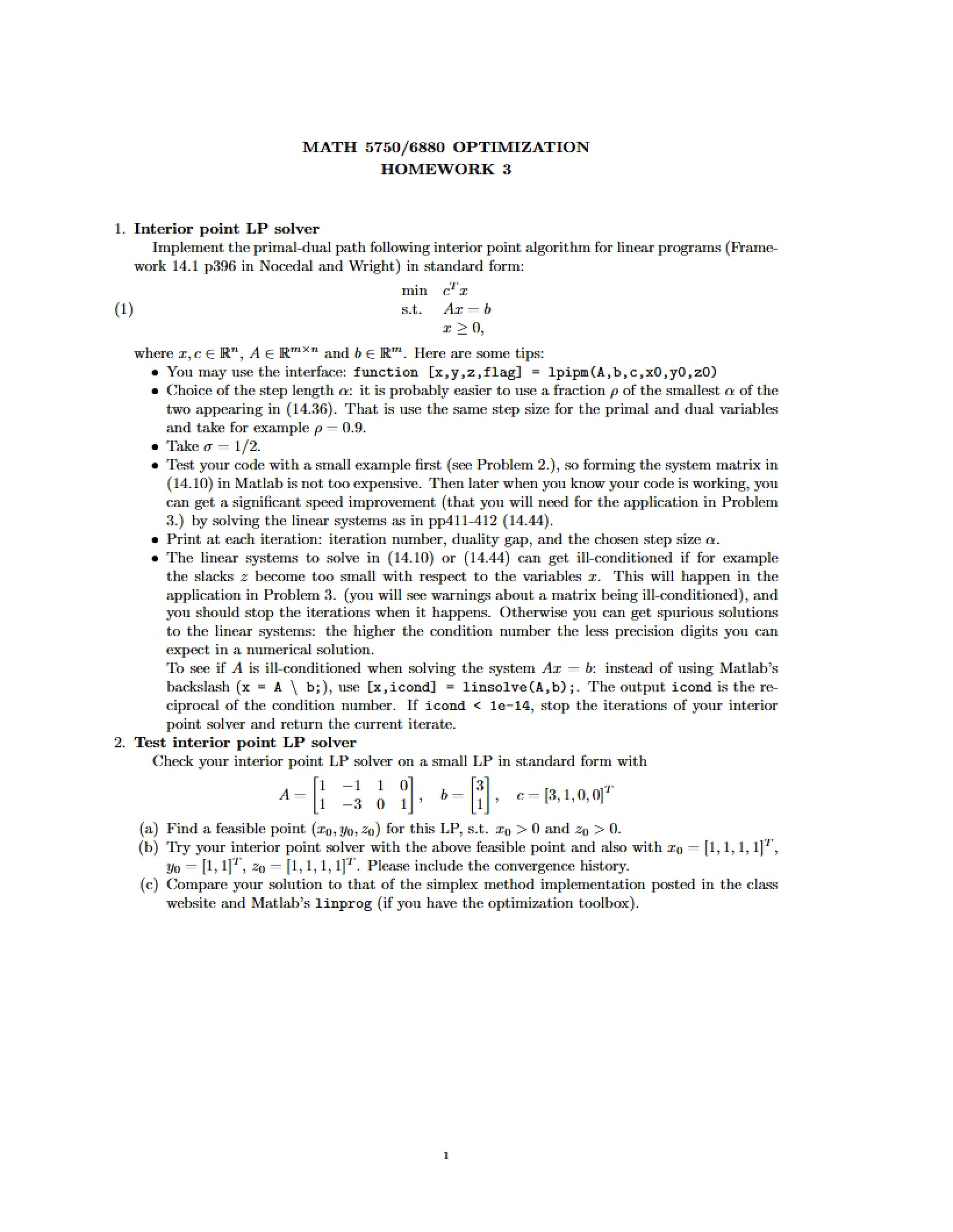 Third Optimization Homework
