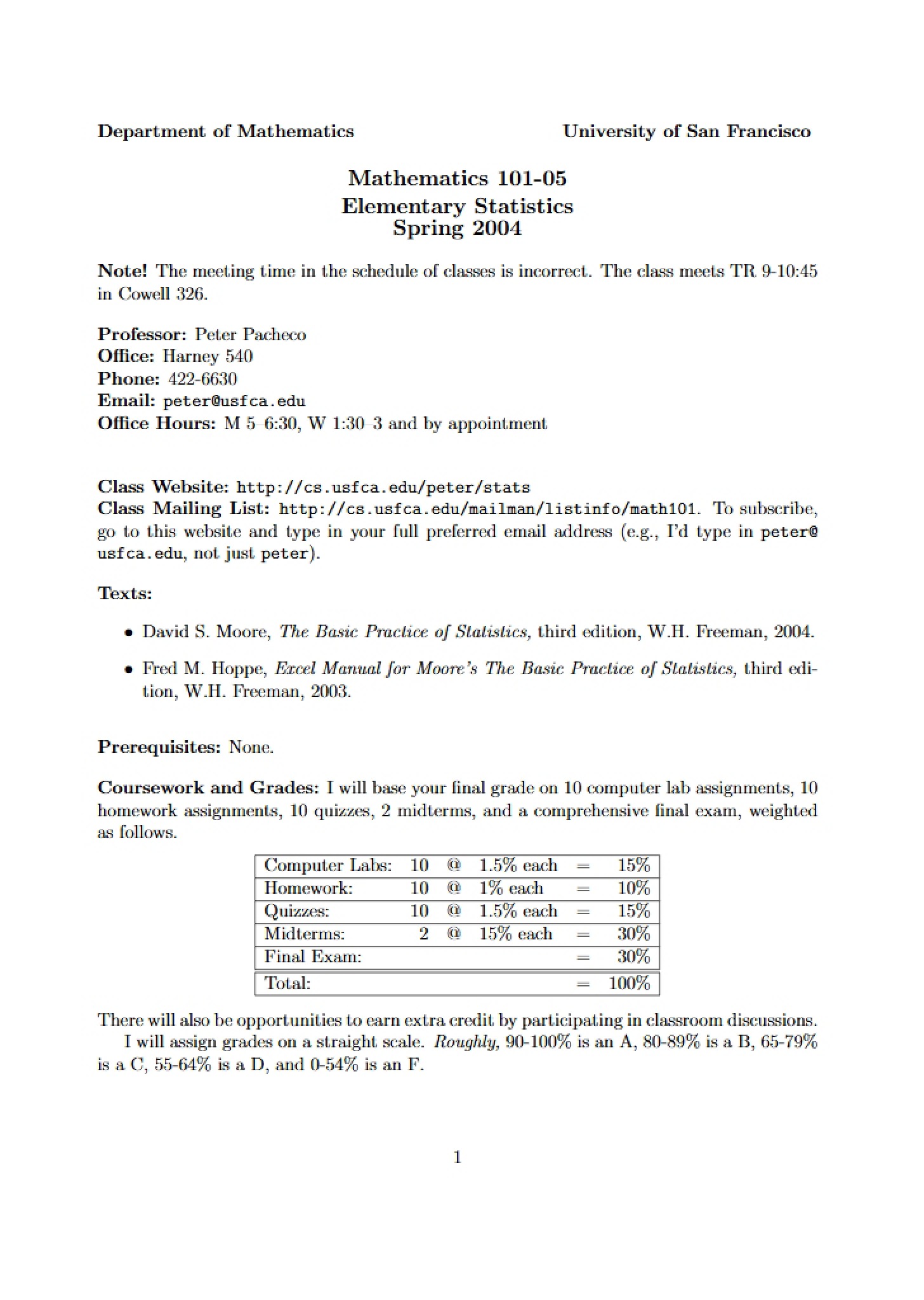 Course Outline and Schedule