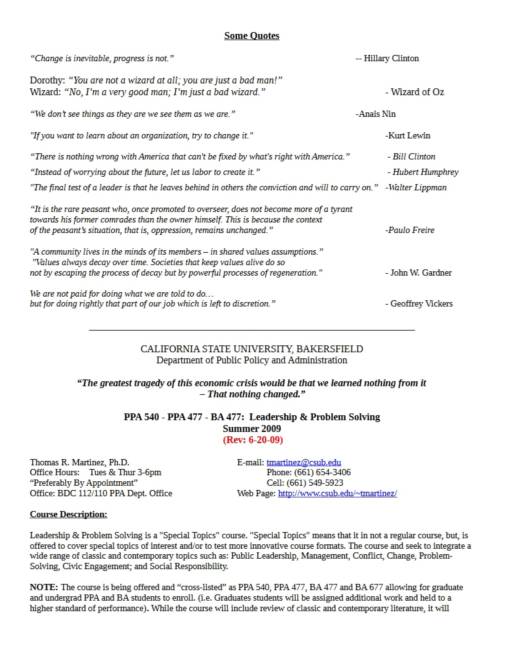 Leadership and Problem Solving Course Docs