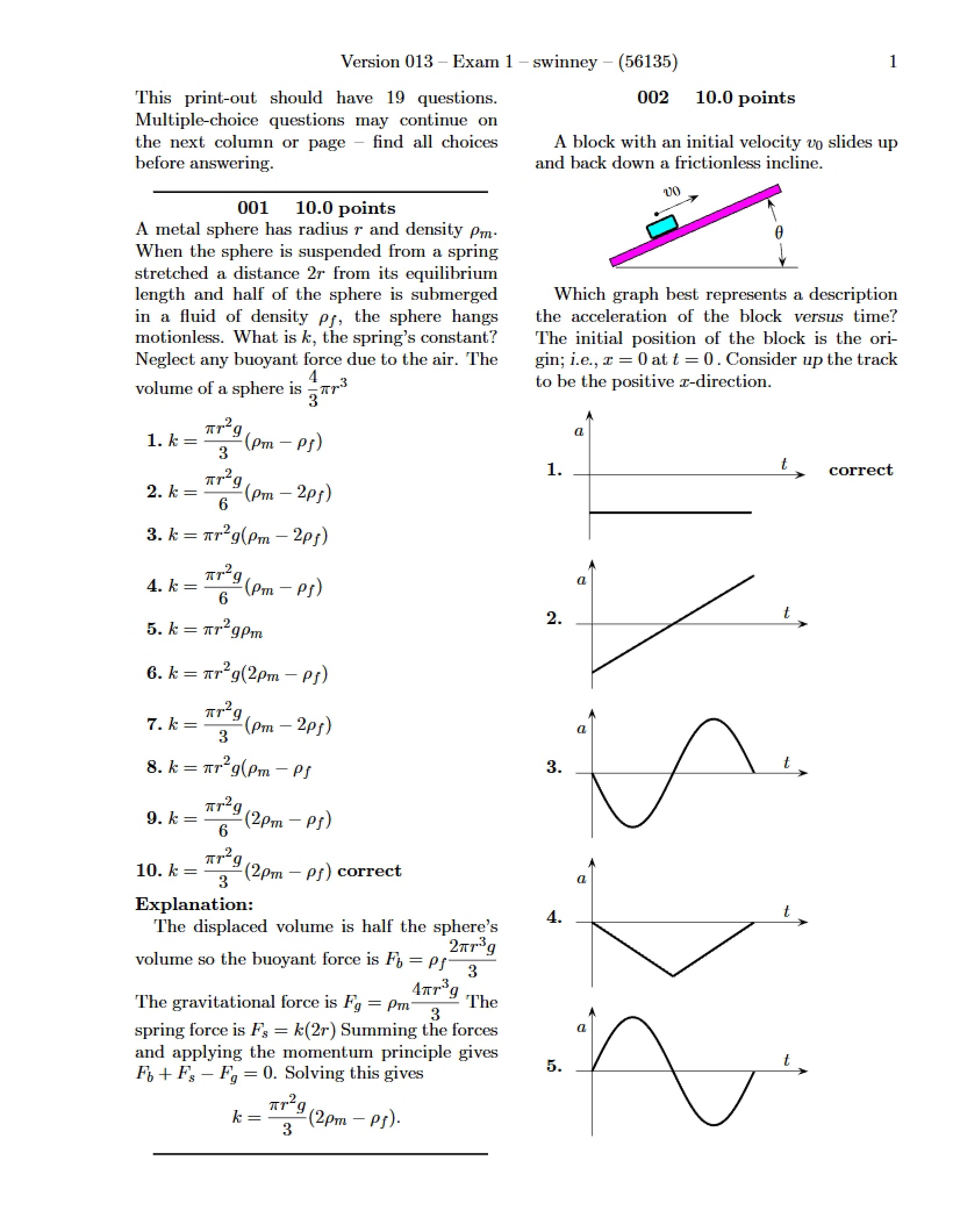 First Physics Exam