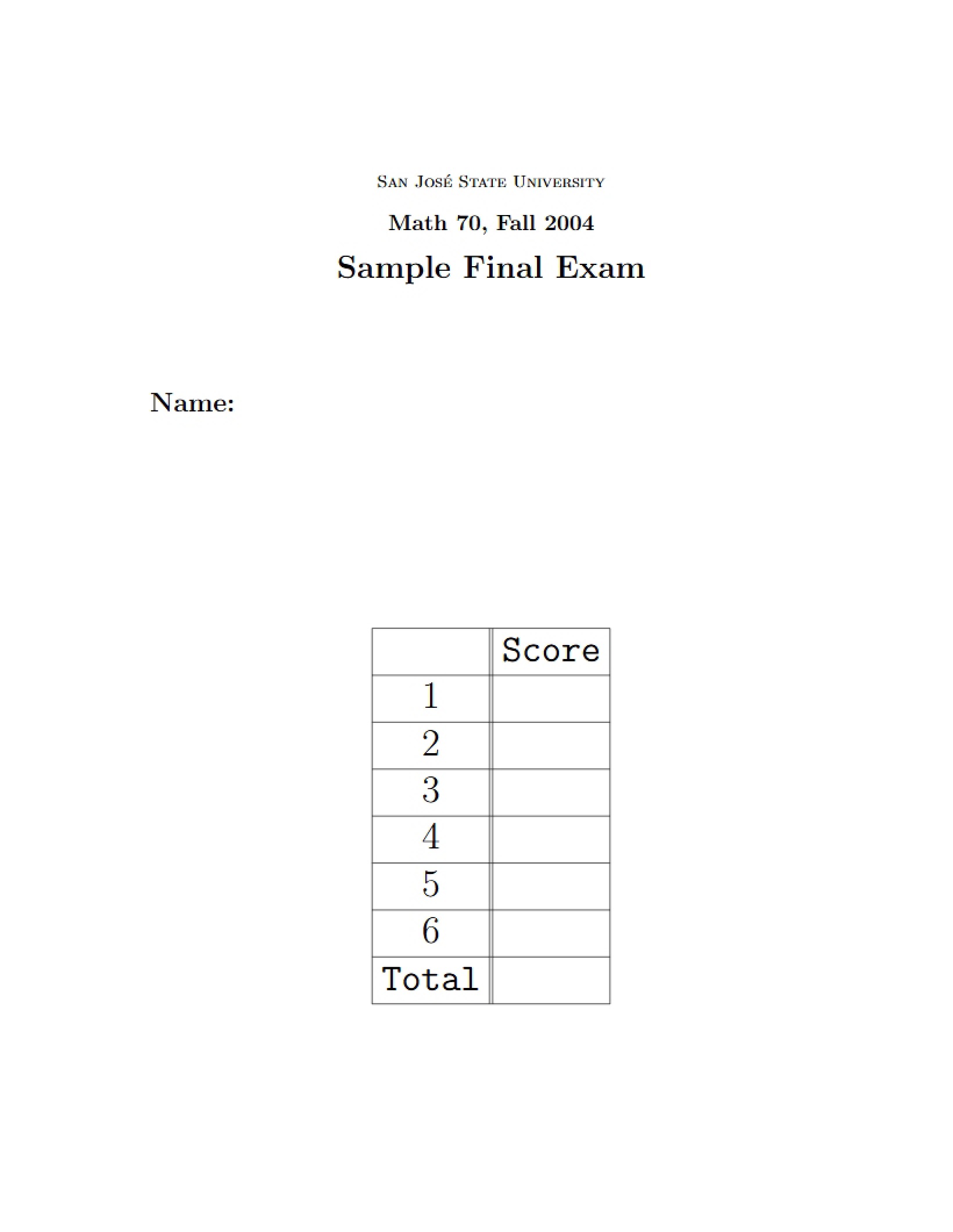 Final Exam Sample