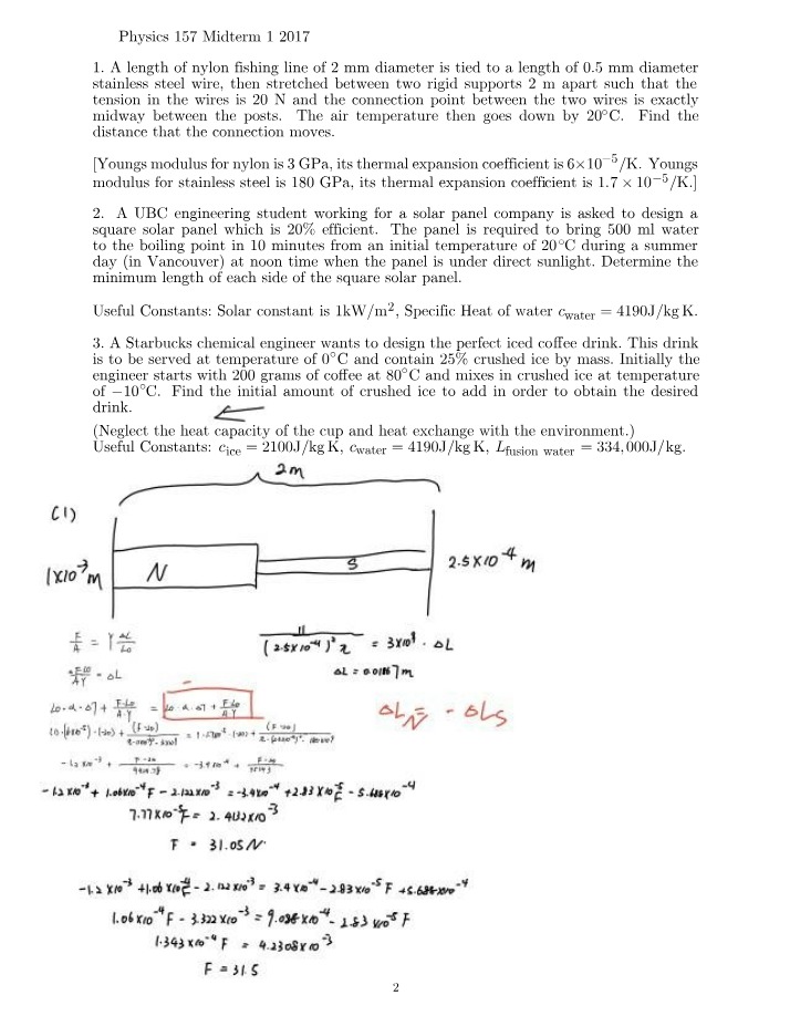 PHYS157 Midterm 1 Solutions
