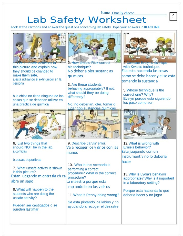 Worksheet - Lab Safety
