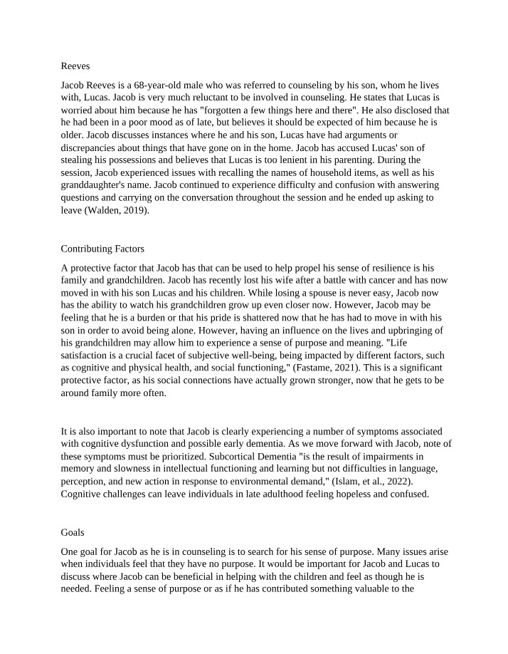 Cognitive Dysfunction and Resilience in Late Adulthood