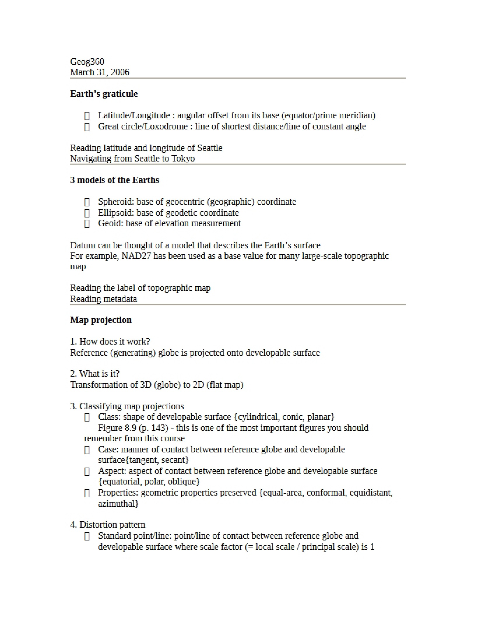 Cartography Principles Lecture Notes