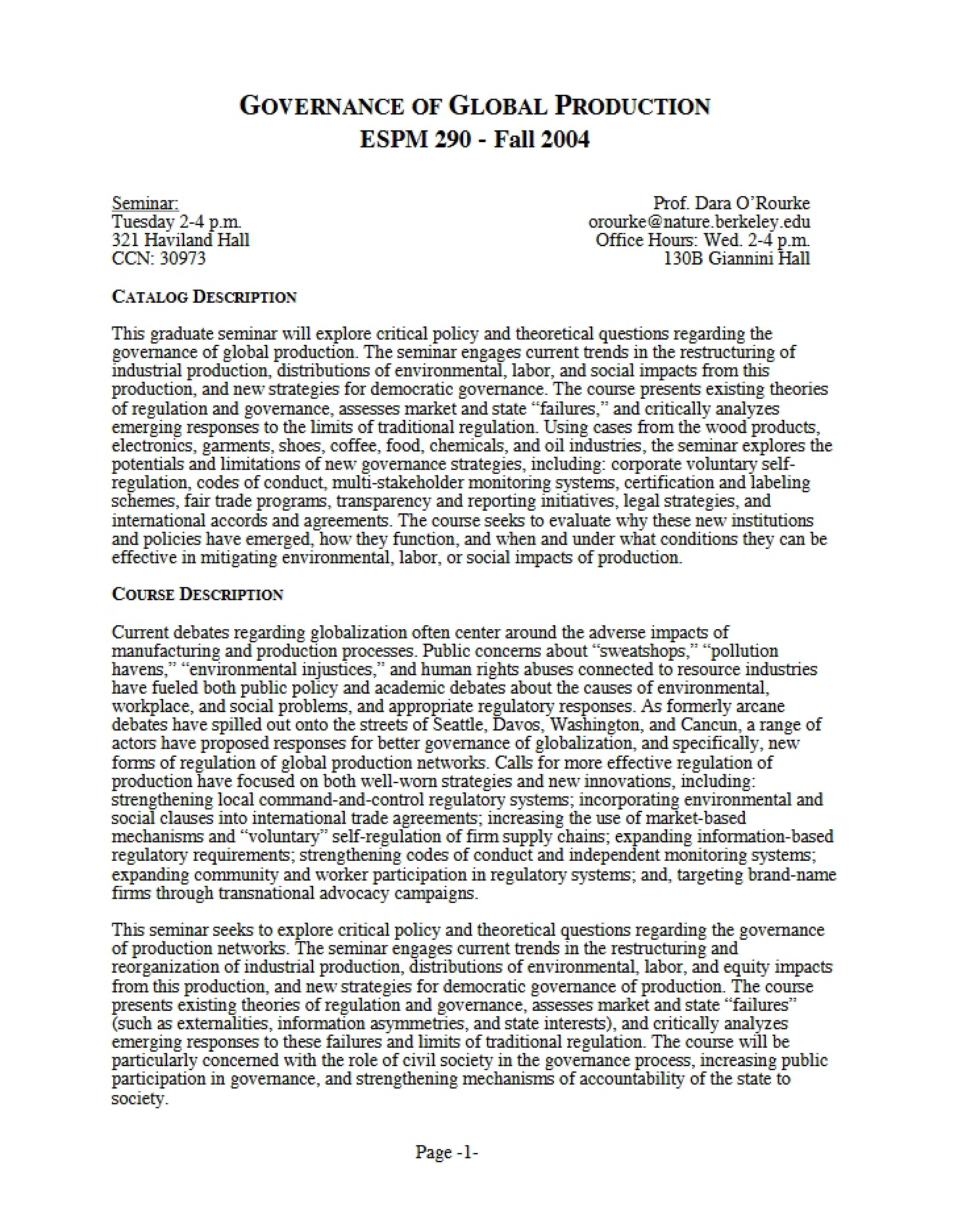 Syllabus Overview