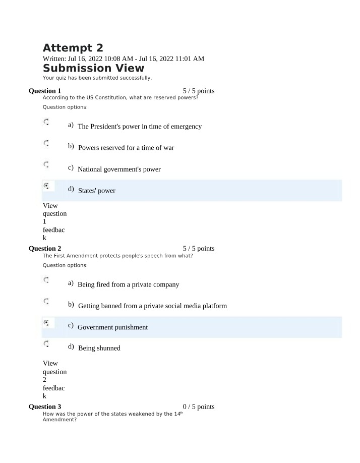 Quiz 3 - Second Attempt