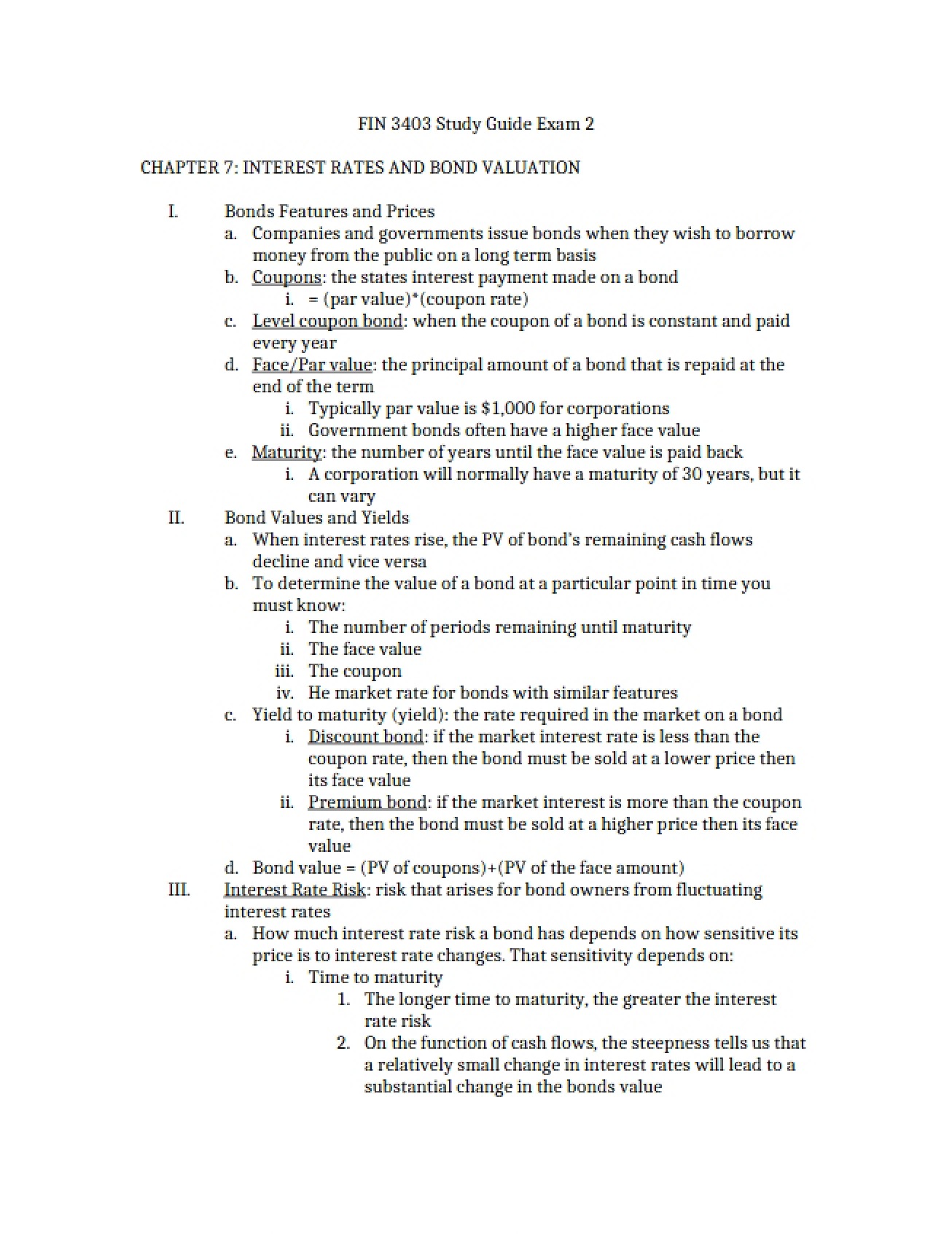 Study Guide for the Second Exam