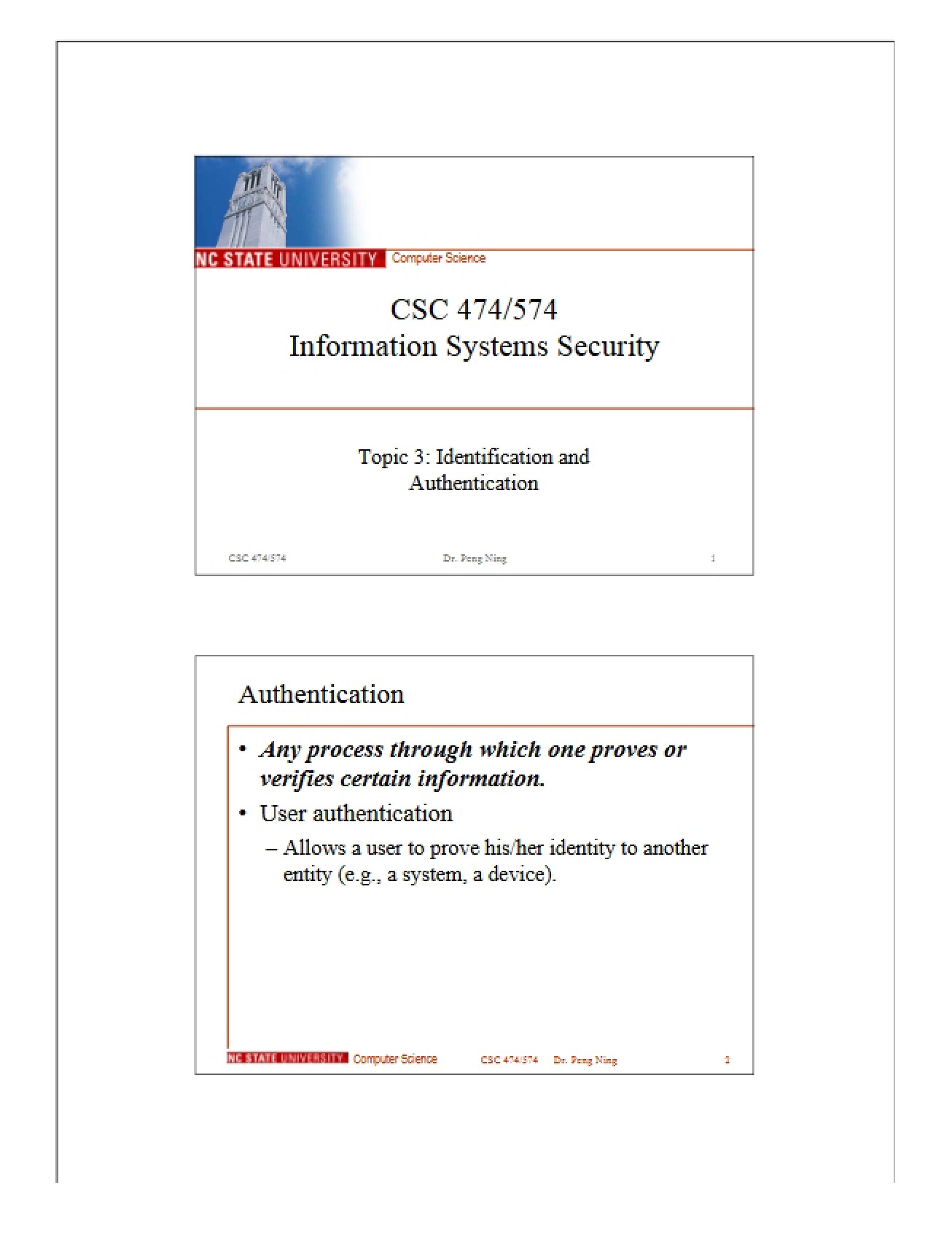 Authentication and Identification
