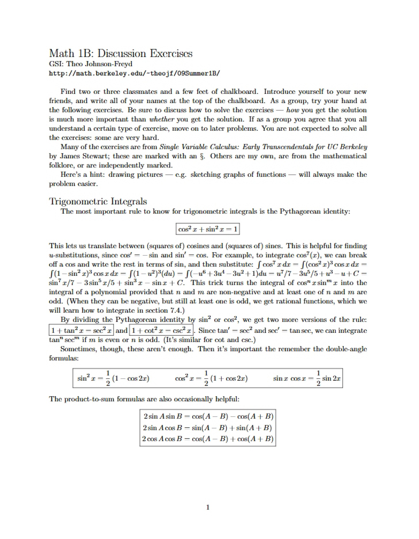Discussion Set (Math 1B)