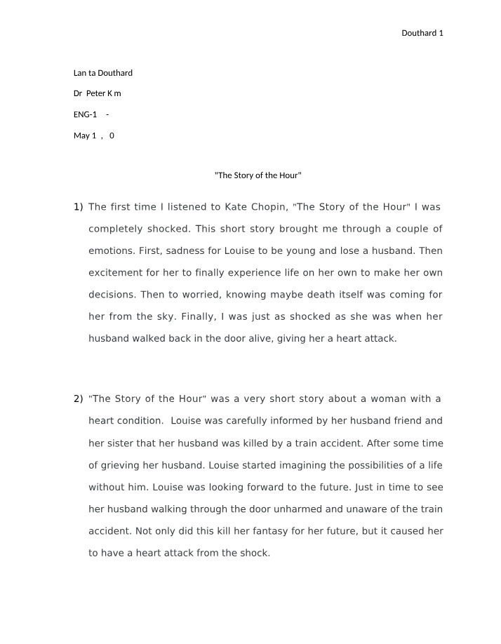 Analysis of The Story of the Hour