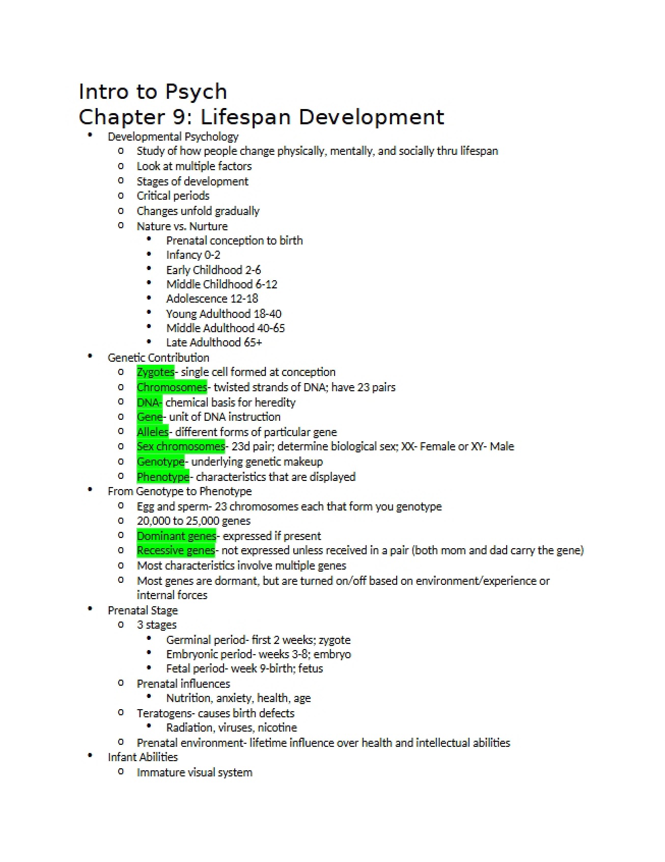 Lifespan Development Chapter 9