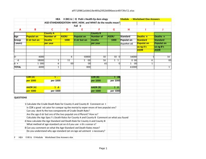 Worksheet One Answers - Module 3