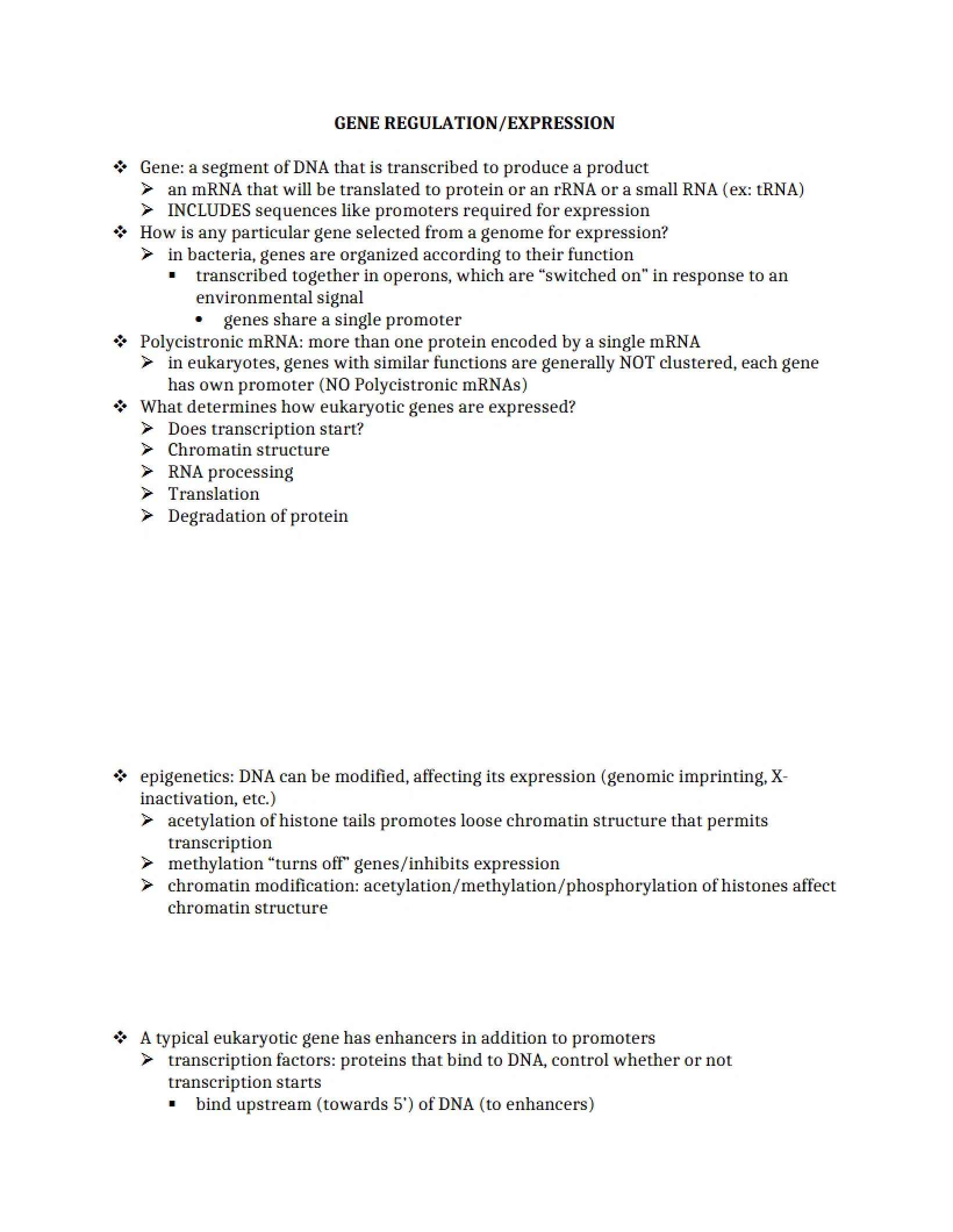 Expression and Regulation of Genes