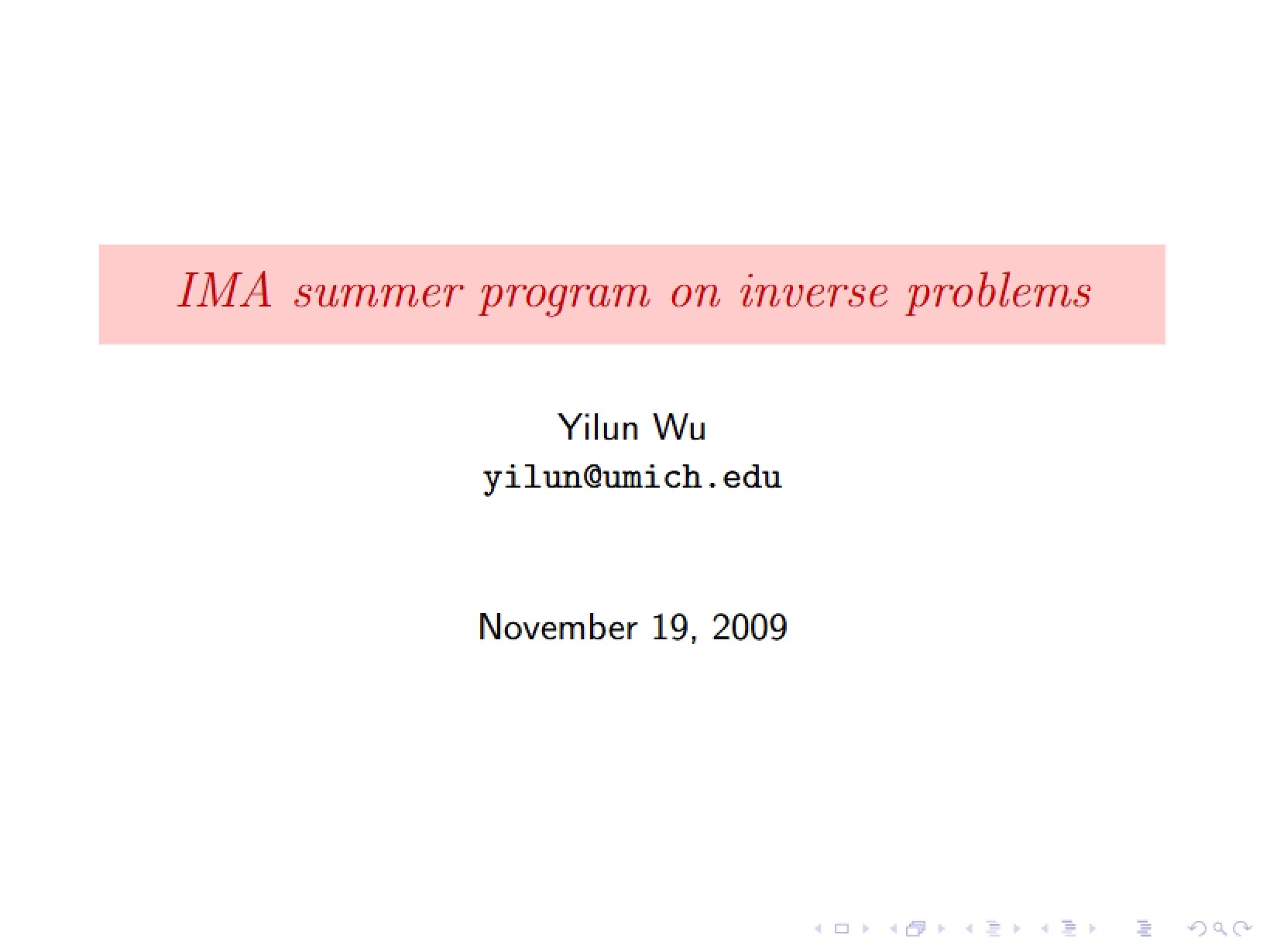 Inverse Problems IMA Summer Program