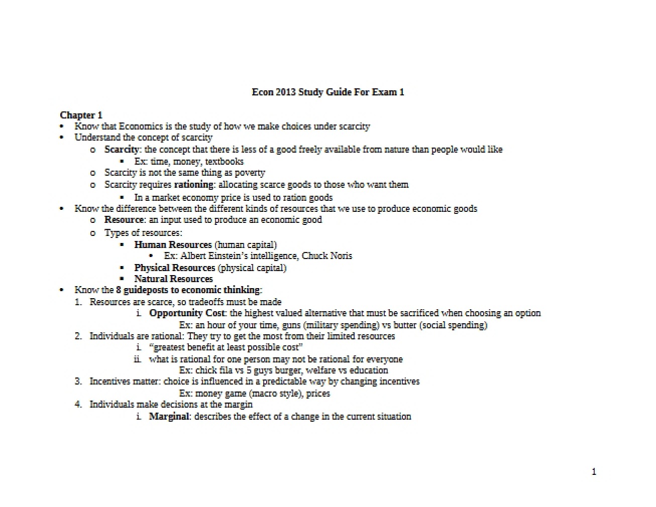 Study Guide for the First Exam