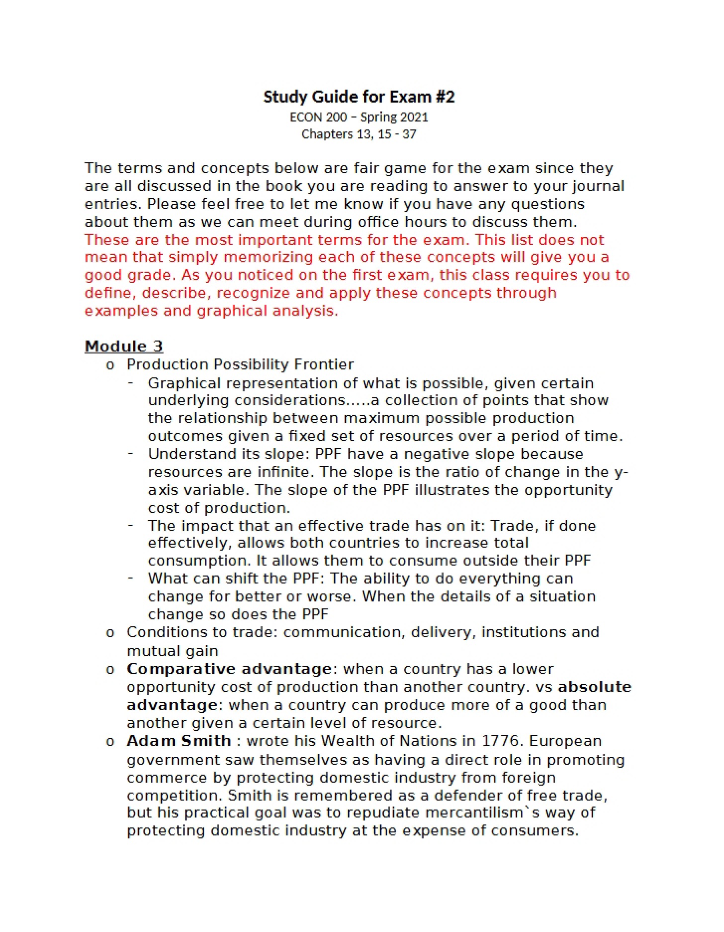 Study Guide for Exam 2