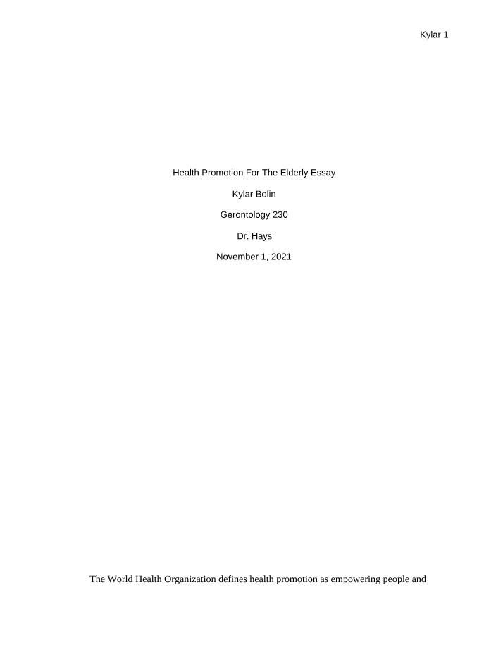 Improving Elderly Health - Strategies for Health Promotion