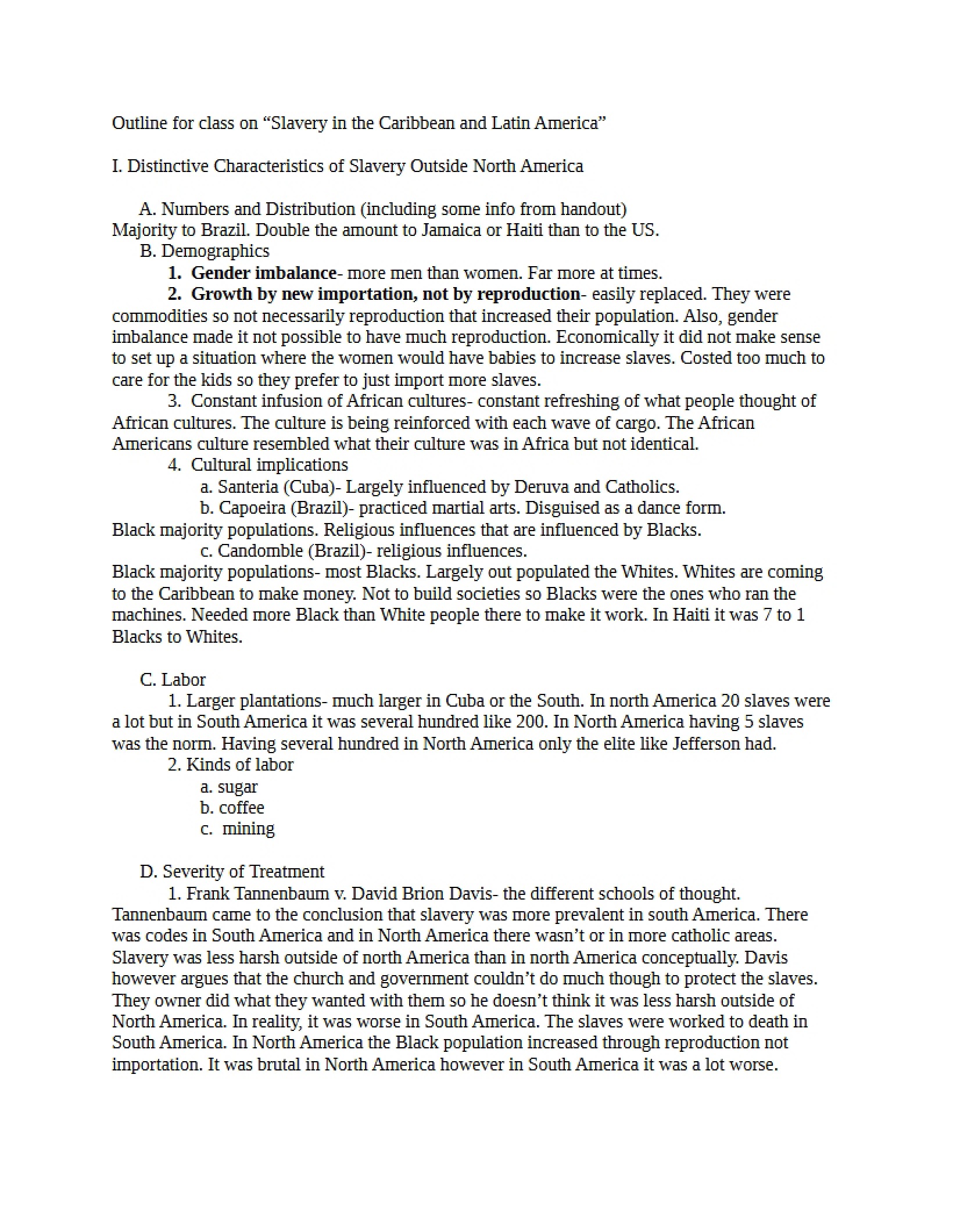 Caribbean and Latin America Outline