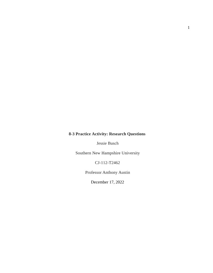 Research Questions - 8-3 Practice Activity