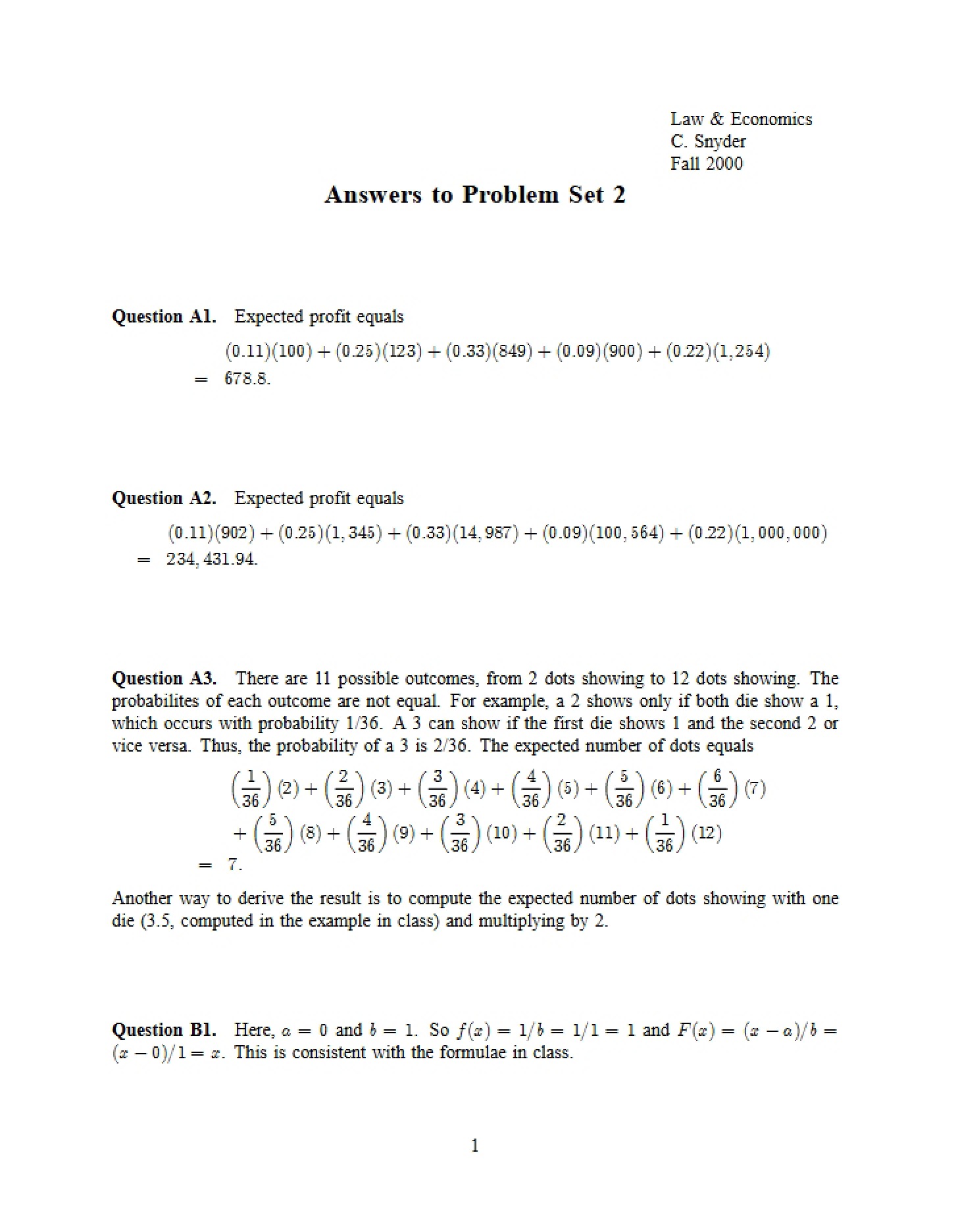 Solutions to Problem Set 3