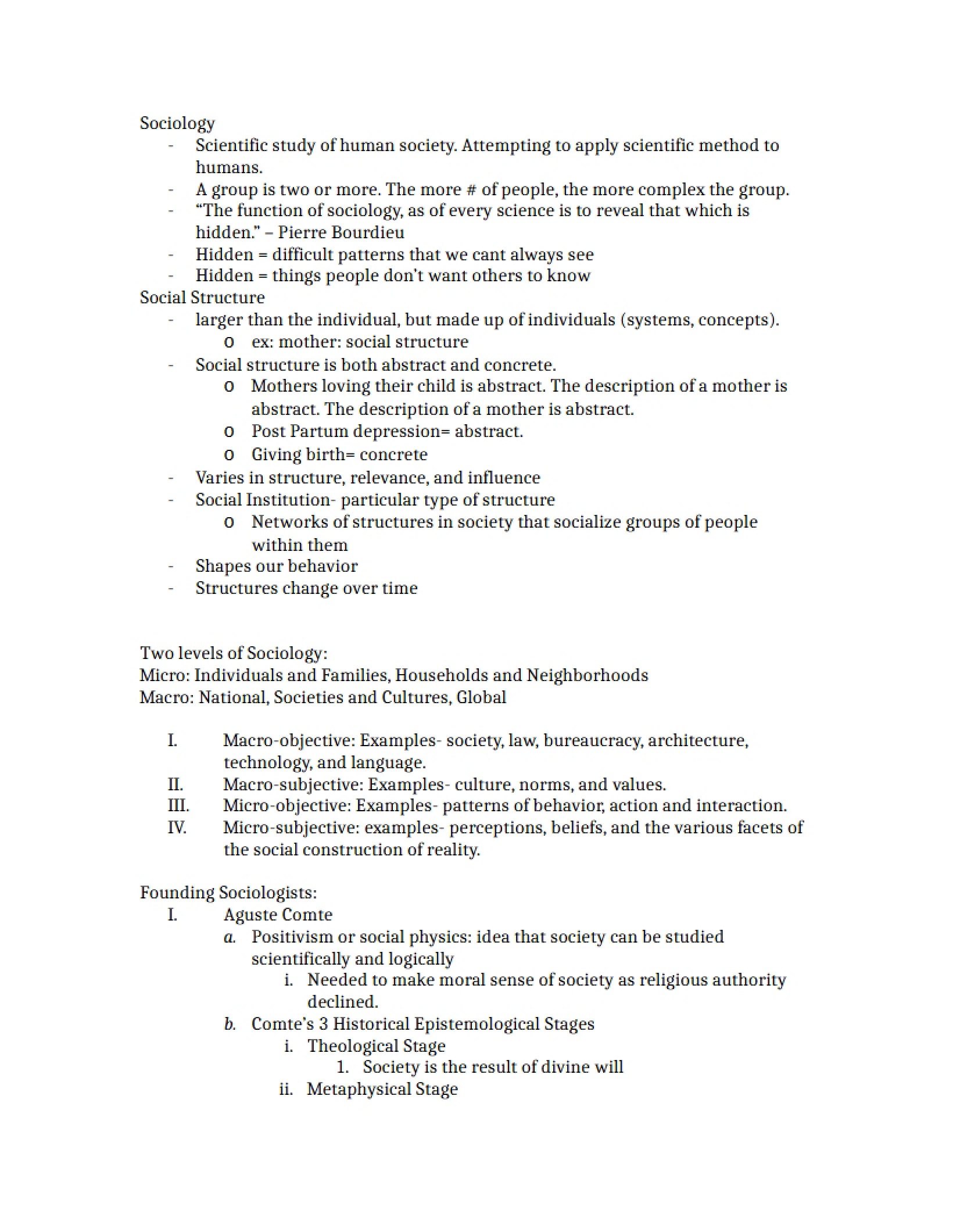 Intro to Sociology Concepts